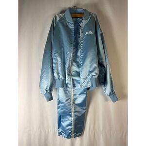 Betty Satin Tracksuit Set Light Blue Jacket Pants Women's HOMEMADE